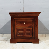 Handmade Carved Indian Furniture Teak Wood Bedside Table